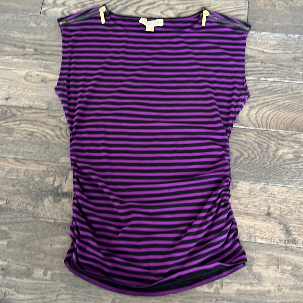 Michael Kors Sleeves Zip Shoulder Fitted Blouse
